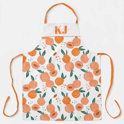Sweet Summer Peach Pattern | Monogram Apron Schort (Voorkant)