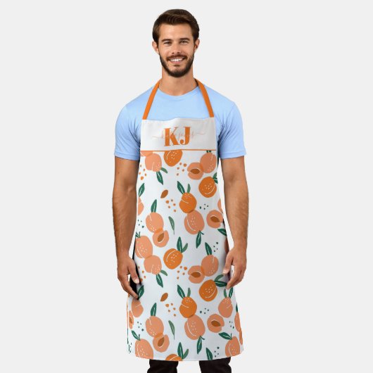 Sweet Summer Peach Pattern | Monogram Apron Schort (Gedragen)