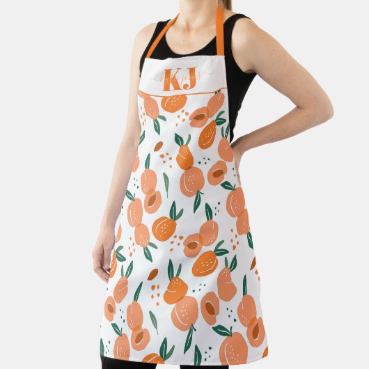 Sweet Summer Peach Pattern | Monogram Apron Schort (Insitu)