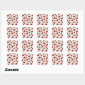 Sweet Summer Red Cherries Garden Vierkante Sticker (Vel)