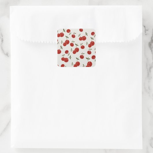 Sweet Summer Red Cherries Garden Vierkante Sticker (Tas)
