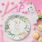 Sweet Summer Rozen Garland 50th Jubileum Papieren Bordje (Feest)