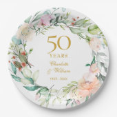 Sweet Summer Rozen Garland 50th Jubileum Papieren Bordje (Voorkant)