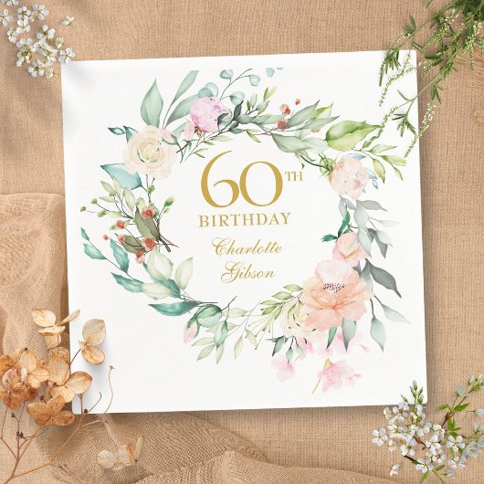 Sweet Summer Rozen Garland 60e geboortedag Servet