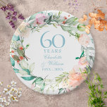 Sweet Summer Rozen Garland 60th / 75th Jubileum Papieren Bordje<br><div class="desc">Deze botanische borden van 60e tot 75e trouwdag met een delicate waterverf florale grond kunnen gepersonaliseerd worden met uw speciale diamant- of platinumverjaardagsinformatie in elegante diamantblauwe tekst. Ontworpen door: Thisnotme©</div>