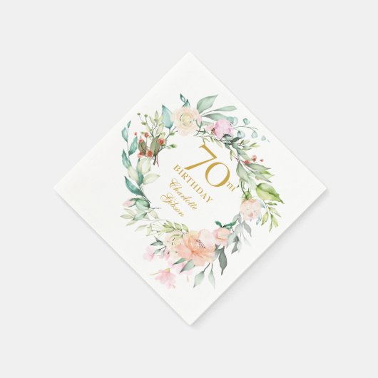 Sweet Summer Rozen Garland 70e geboortedag Servet (Hoek)