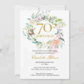 Sweet Summer Rozen Garland Monogram 70ste Verjaard Kaart (Voorkant)