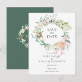 Sweet Summer Rozen Garland Save the Date Aankondigingskaart (Voorkant / Achterkant)