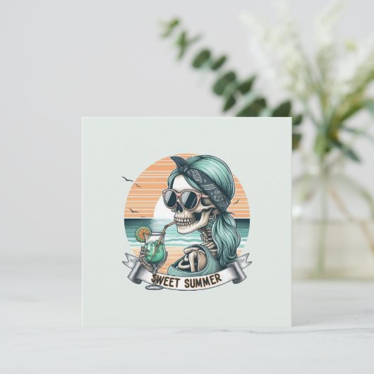 Sweet Summer Skeleton Retro Sunset Design (Staand voorkant)