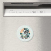 Sweet Summer Skeleton Retro Sunset Design Magneet (Insitu (Vaatwasser))