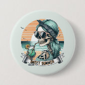 Sweet Summer Skeleton Retro Sunset Design Ronde Button 7,6 Cm (Voorkant)
