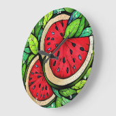 Sweet Summer Slice" - Watermeloen Muur Grote Klok (Hoek)