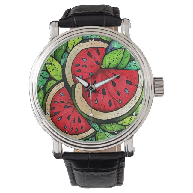 Sweet Summer Slice" - Watermelon Wall  Horloge (Voorkant)