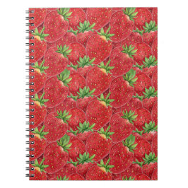 Sweet Summer Strawberry Fields - Red Watercolor Notitieboek