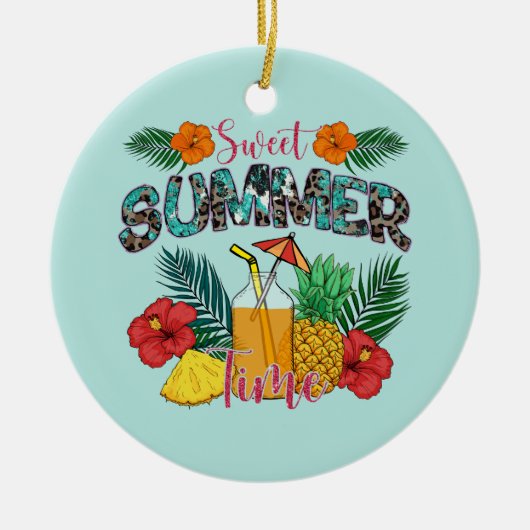 Sweet Summer Time Beach | Tropisch eiland Keramisch Ornament (Voorkant)