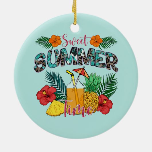 Sweet Summer Time Beach | Tropisch eiland Keramisch Ornament (Achterkant)