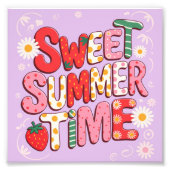 Sweet Summer Time Coquette Aardbei Retro Beach Foto Afdruk (Voorkant)
