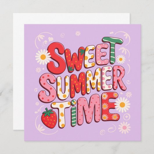 Sweet Summer Time Coquette Aardbei Retro Beach Kaart (Voorkant / Achterkant)