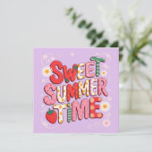 Sweet Summer Time Coquette Aardbei Retro Beach Kaart (Staand voorkant)