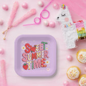 Sweet Summer Time Coquette Aardbei Retro Beach Papieren Bordje (Feest)