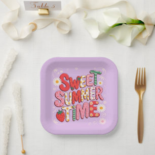 Sweet Summer Time Coquette Aardbei Retro Beach Papieren Bordje