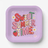Sweet Summer Time Coquette Aardbei Retro Beach Papieren Bordje (Voorkant)