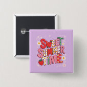 Sweet Summer Time Coquette Aardbei Retro Beach Vierkante Button 5,1 Cm (Voorkant /achterkant)