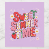 Sweet Summer Time Coquette Aardbei Retro Beach Wijn Etiket (Enkel label)