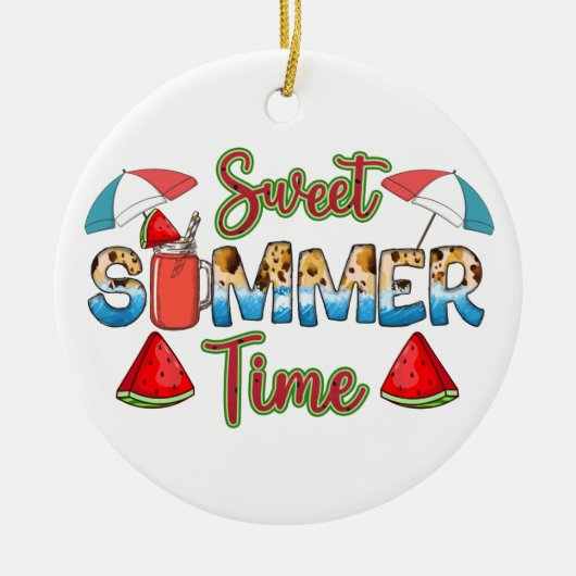 Sweet Summer Time | Kleurrijk | Watermeloen Keramisch Ornament (Voorkant)