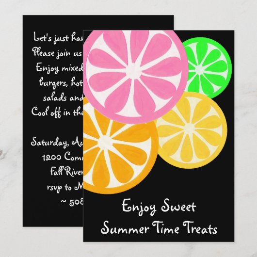Sweet Summer Time Treparty nodigt uit Kaart (Voorkant / Achterkant)