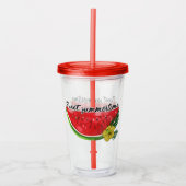 Sweet Summer Time | Waterverf Watermeloen Acryl Drinkbeker (Voorkant)