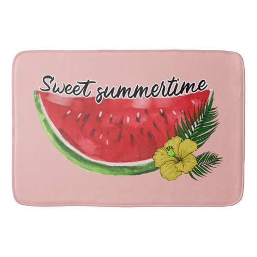 Sweet Summer Time | Waterverf Watermeloen Badmat (Voorkant)