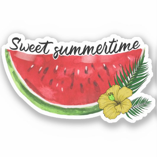Sweet Summer Time | Waterverf Watermeloen Sticker (Voorkant)