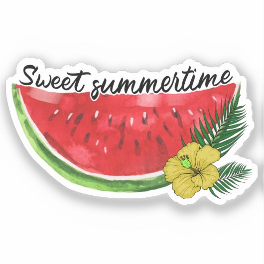 Sweet Summer Time | Waterverf Watermeloen Sticker (Voorkant)