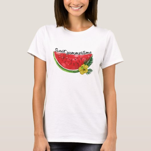 Sweet Summer Time | Waterverf Watermeloen T-shirt (Voorkant)