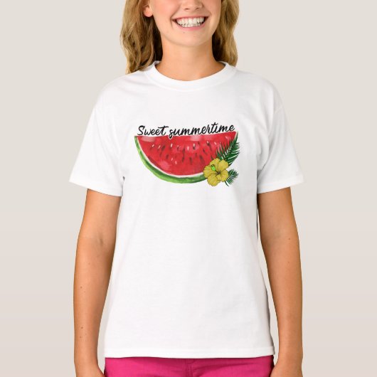 Sweet Summer Time | Waterverf Watermeloen T-shirt (Voorkant)