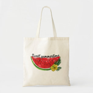 Sweet Summer Time Waterverf Watermeloen Tote Bag