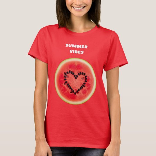 Sweet Summer Vibes – Watermeloen Hart T-shirt (Voorkant)