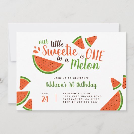 Sweet Summer Watermelon One In A Melon Verjaardag Kaart (Voorkant)