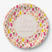 Sweet Summer Waterverf Ice Cream Papieren Bordje (Voorkant)