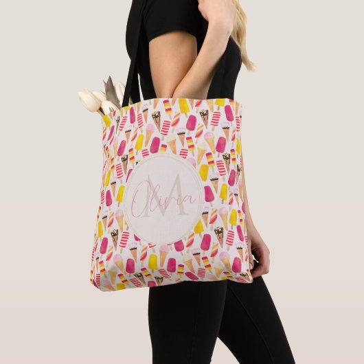 Sweet Summer Waterverf Ice Cream Tote Bag (Dichtbij)