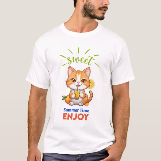 Sweet Summertime Enjoy – Schattige basic T-shirt v (Voorkant)