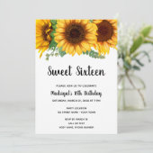Sweet Sunflower Birthday Uitnodiging (Staand voorkant)
