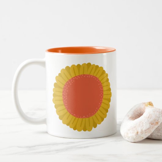 Sweet Sunflower Daisy Flower CUSTOM Tweekleurige Koffiemok (Met donut)