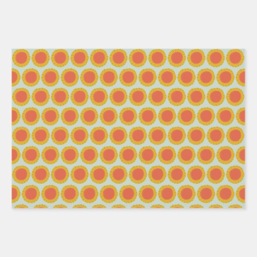 Sweet Sunflower Daisy Retro Modern Floral Pattern Inpakpapier Vel (Voorkant 3)