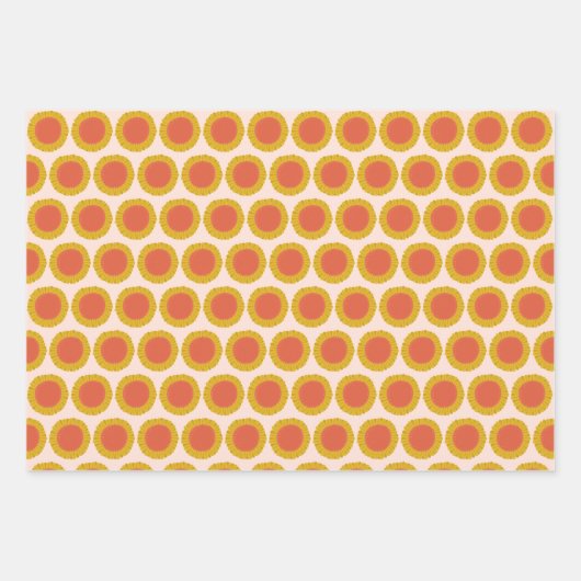 Sweet Sunflower Daisy Retro Modern Floral Pattern Inpakpapier Vel (Voorkant)