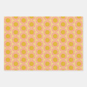 Sweet Sunflower Daisy Retro Modern Floral Pattern Inpakpapier Vel (Voorkant 3)