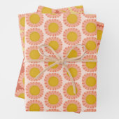 Sweet Sunflower Daisy Retro Modern Floral Pattern Inpakpapier Vel (In situ)