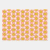 Sweet Sunflower Daisy Retro Modern Floral Pattern Inpakpapier Vel (Voorkant)
