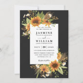 Sweet Sunflowers Rustic Elegant QR Code Wedding Kaart (Voorkant)